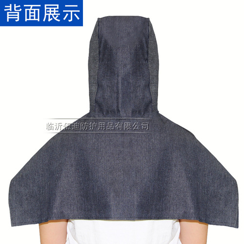 Labor protection dust-proof cape and hat—wholesale denim hooded coverall for construction workers, cement handlers, dust-proof wind cap—wear-resistant and dirt-resistant.