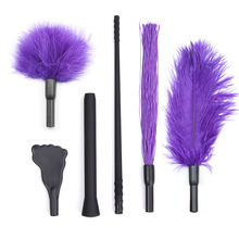 義烏工廠現貨一件起批紫色可拆卸情趣調教4件套硅膠絲羽毛套裝
