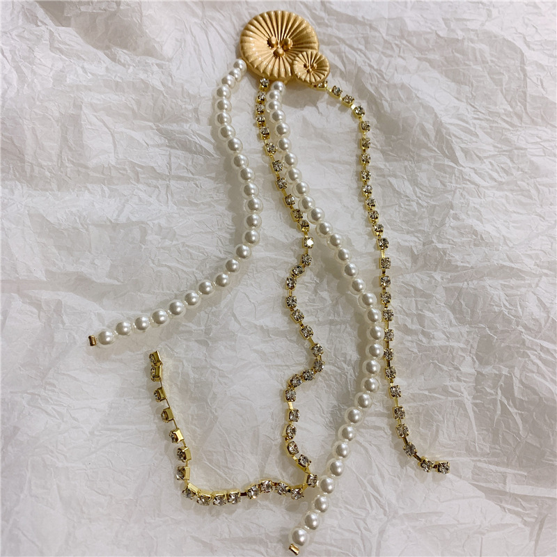 Luxury Extra-long Pearl Rhinestone Fringed Flower Brooch display picture 4