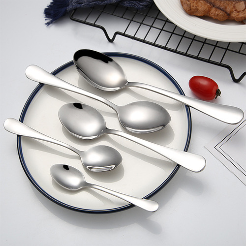 1010 stainless steel spoon household eating spoon children's tableware restaurant long handle coffee stirring spoon dessert spoon