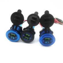 新款金属外壳车充铝合金双QC3.0快充双USB充电器源头厂家