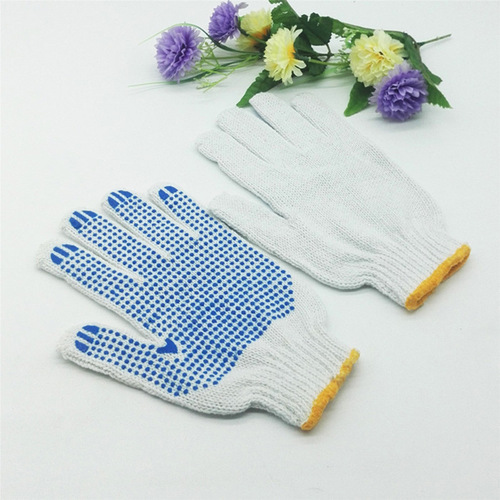 Plastic labor protection gloves with glue dots, wear-resistant, breathable gloves, non-slip, elastic dots, bead dots, plastic line practical protective cover