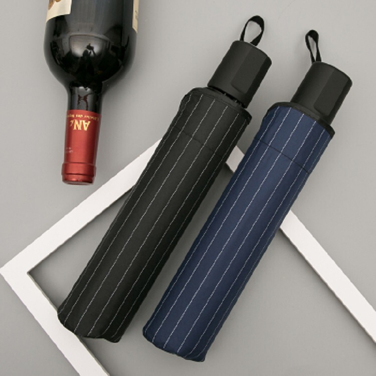 Factory wholesale umbrella ten-bone folding double large retro striped umbrella sunny and rainy dual-purpose black rubber sunscreen umbrella