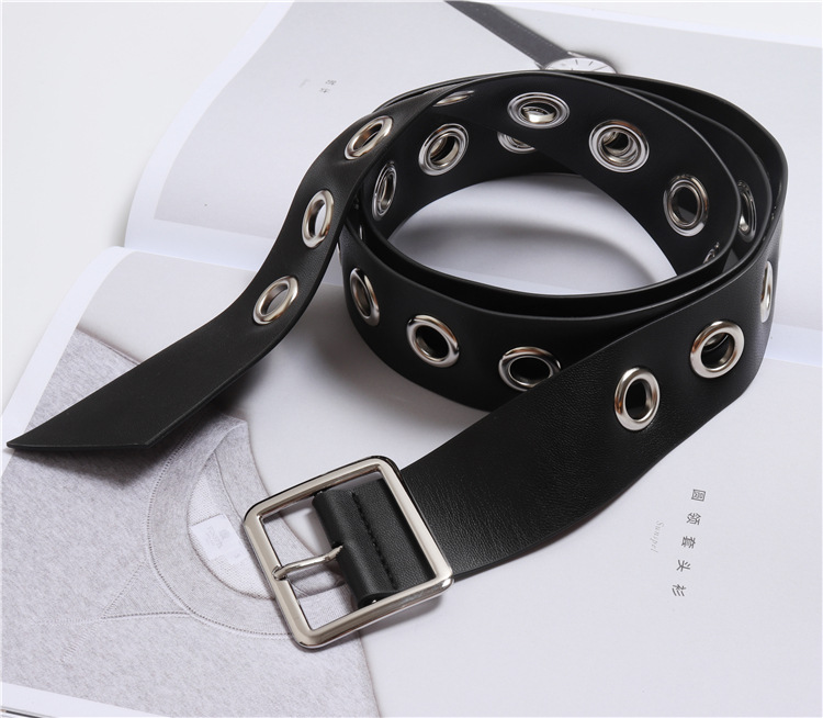 European And American Fashion Big Eyelet Square Buckle Corset Pin Buckle Pu Belt display picture 5