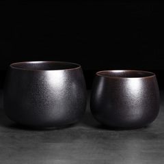 國潮風陶瓷水盂新中式禪意特大號鎏金茶洗水洗茶道配件茶渣煙灰缸