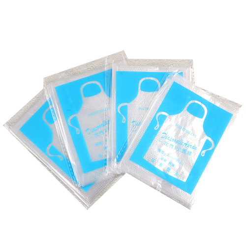 Disposable apron plastic PE waterproof transparent lobster hot pot catering children's bib oil-proof independent packaging wholesale