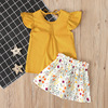 Children's summer belt sleevless, top, skirt, brand set, European style, flowered, children's clothing