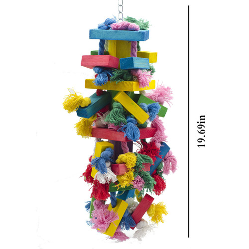 Bird supplies parrot toy suitable for Alexander Grey, colored cotton rope wooden column hanging 750g
