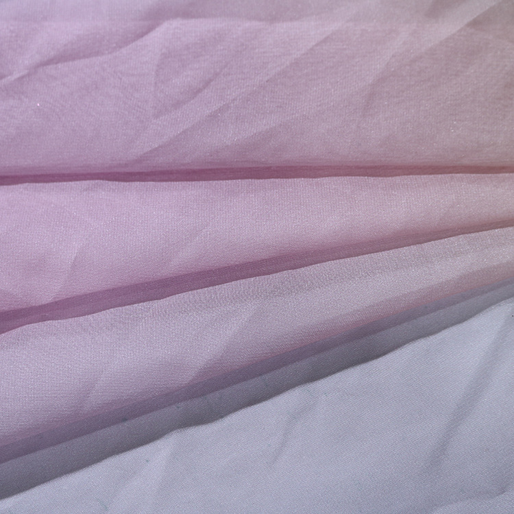 Fabricante de suministro de 30d chiffon rosa tela de gradiente de verano vestido