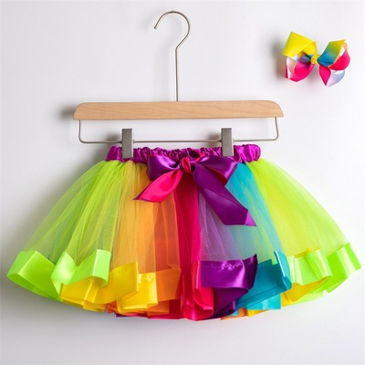 Children Ballet tutu Skirt mesh rainbow skirt girlscolorful performance Skirt Ballet pompous skirt Tutu