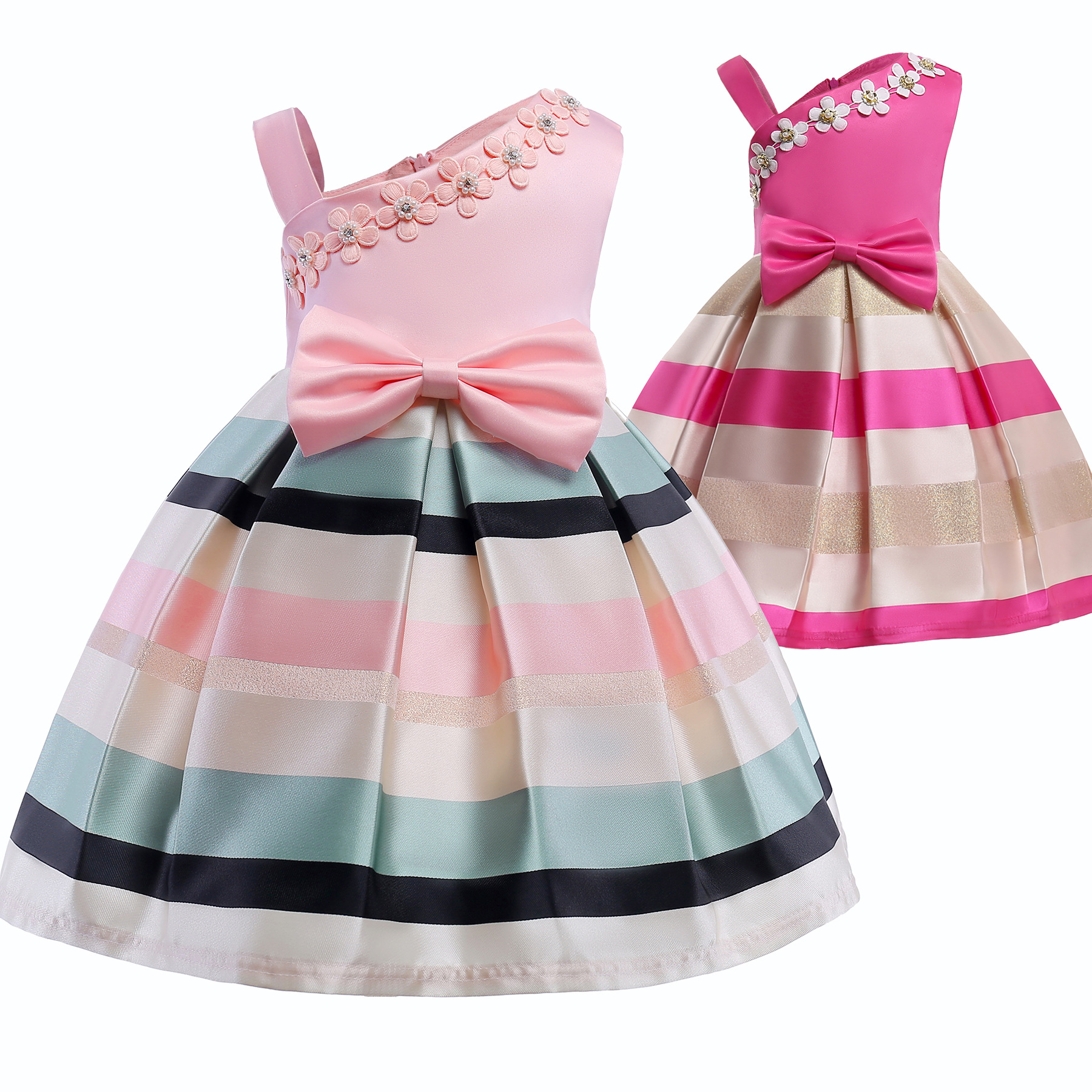 Cross-border new pearl flower girl dress...