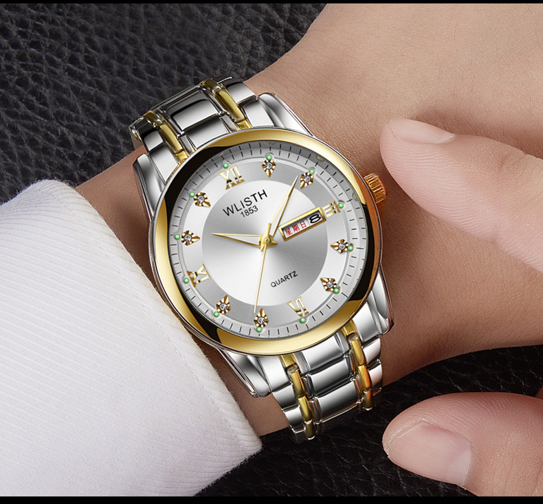 Montre à Quartz pour hommes, étanche, avec bracelet en acier, double calendrier, Vintage, offre spéciale, nouvelle collection 2023_voghion.com