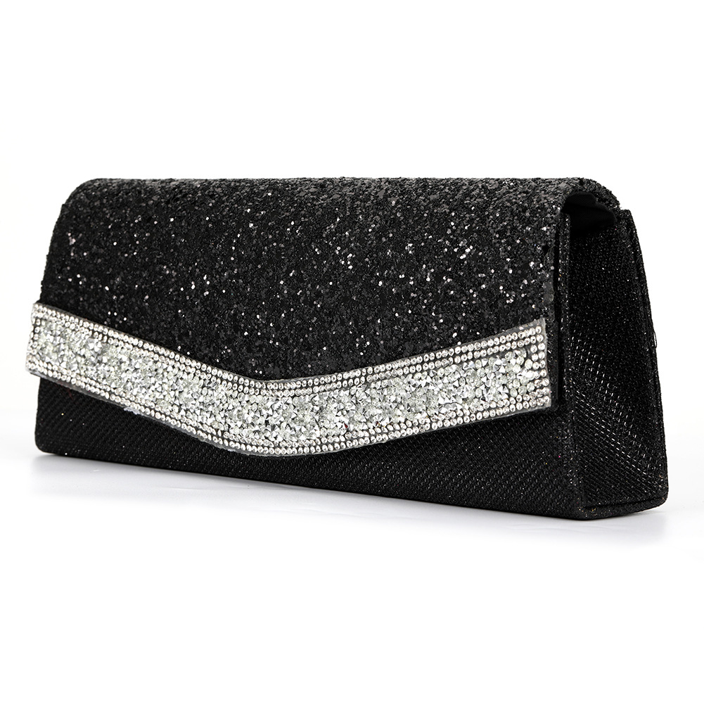 Women's Medium All Seasons Flash Material Solid Color Fashion Rhinestone Square Magnetic Buckle Evening Bag display picture 1