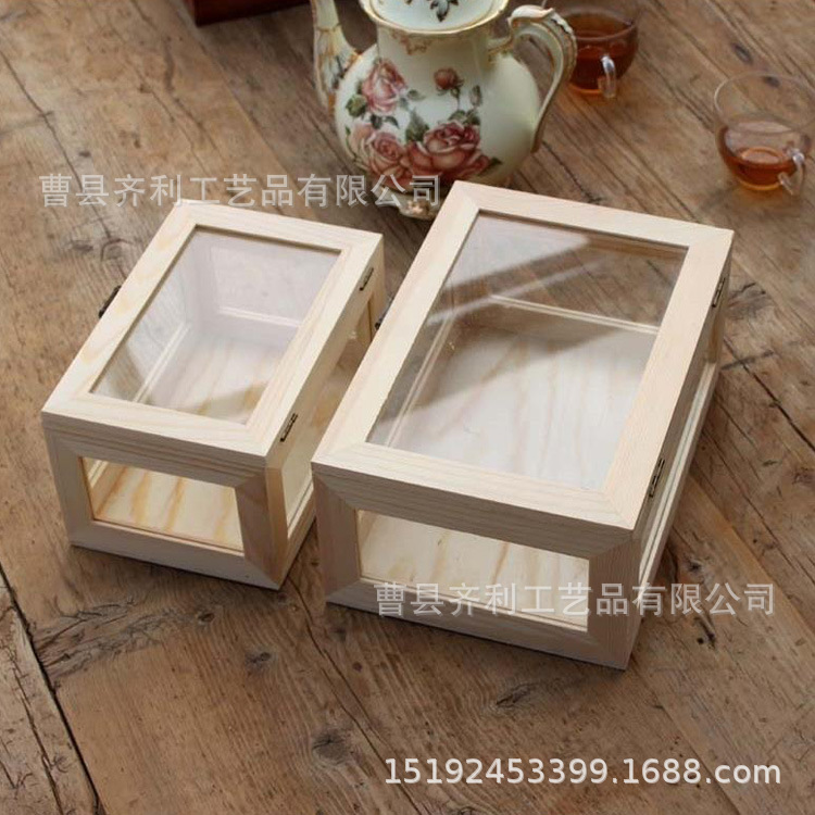 Zakka 잡화 9 그리드 유리 데스크탑 나무 보관 상자 보석 보관 상자 보석 상자 Ping An 과일 나무 상자