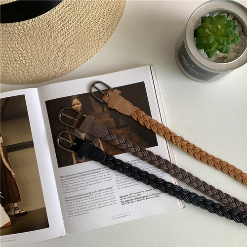 Women's retro belt, hemp rope woven belt, forest style college style belt, women's decorative jeans belt