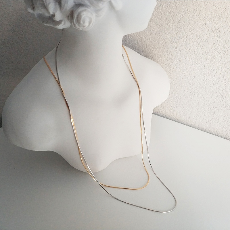 6g Weight Necklace Classification snake chain Chain Type 1 Piece Quantity Daily Occasion 925 Sterling Silver Material Solid Color Pattern Women'S Gender Plating Design Simple Style Style 925 Sterling Silver Snake Chain Plating Solid Color Necklace 10