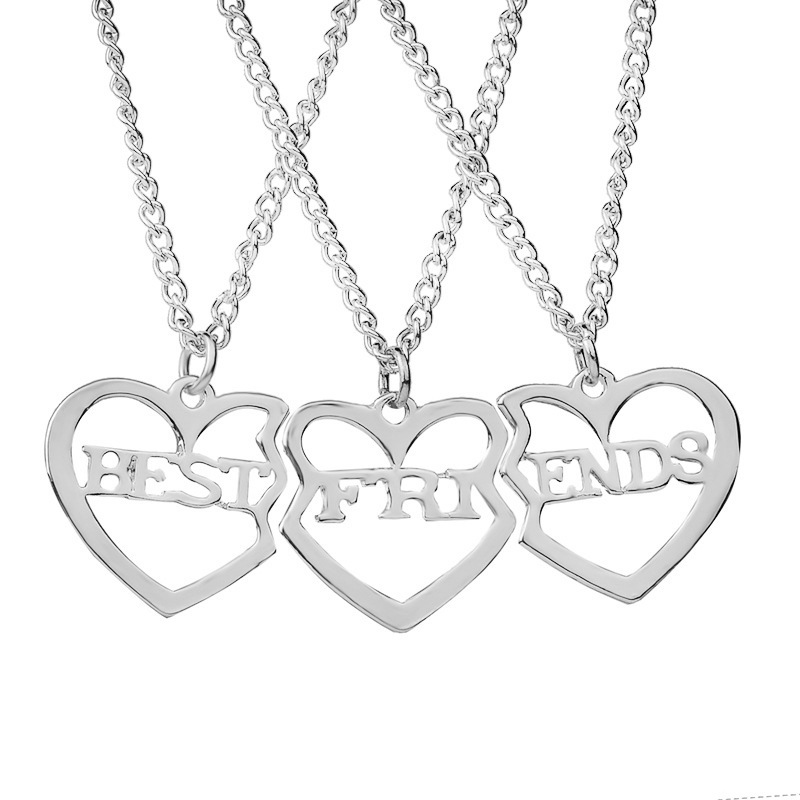 Hot Selling Fashion New  Funds Personality Best Friends Good Friends Three-piece Girlfriends Heart-shaped Necklace Wholesale Nihaojewelry display picture 6