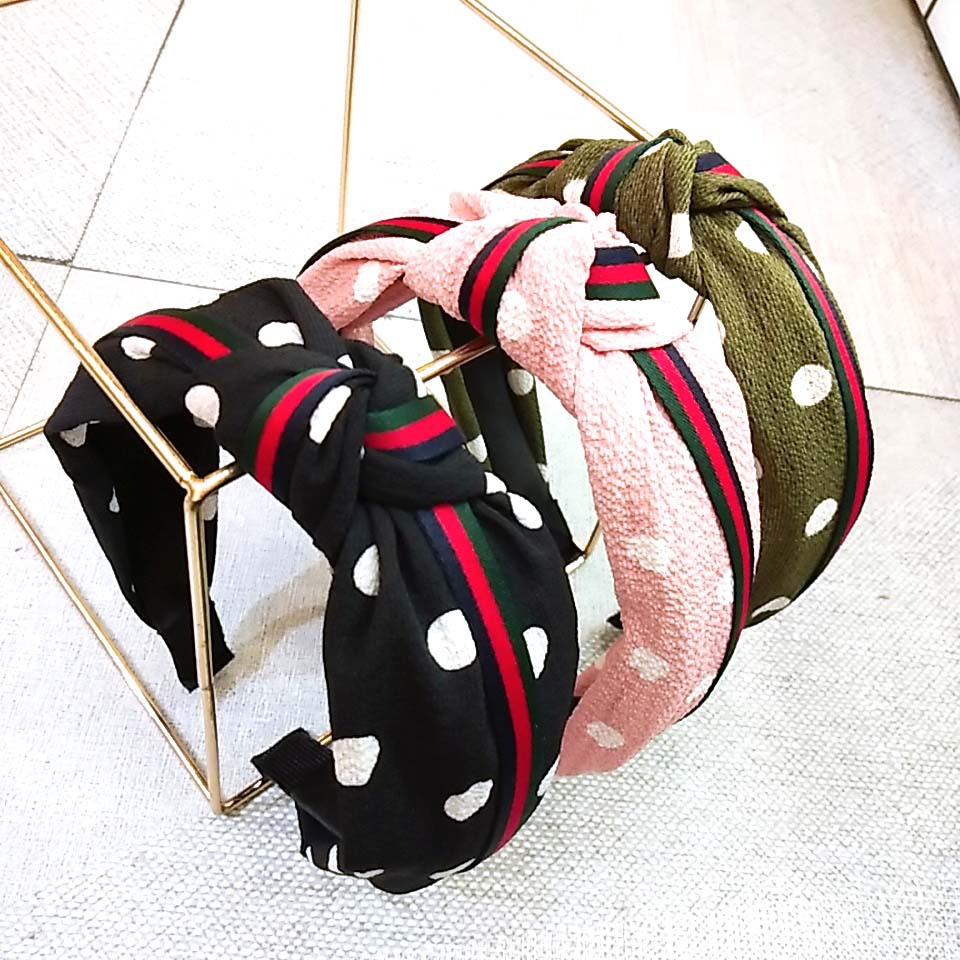 South Korea's New Wide-angle Wave Point Knotted Headband Striped Webbing Twisted Adult Hair Accessories Wholesale Nihaojewelry display picture 2