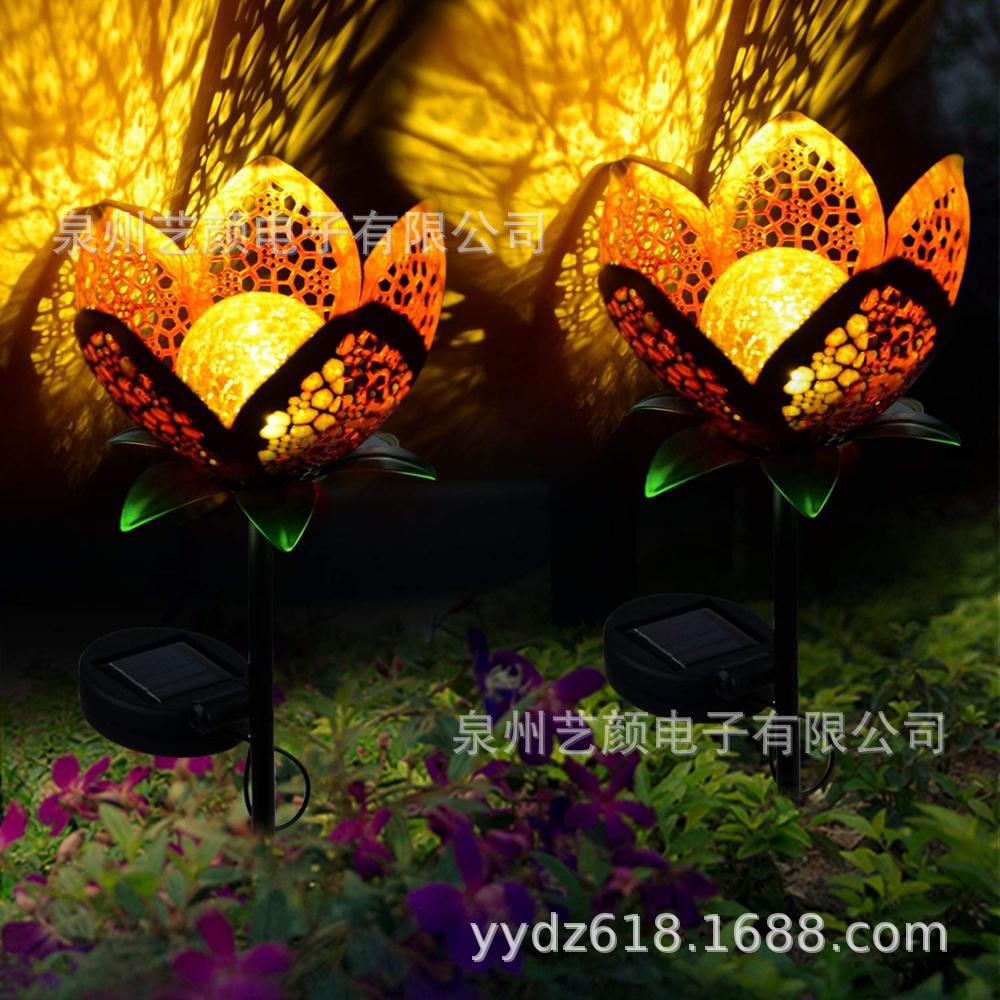 Fábrica en stock pelo recto solar flor hueca luz roja flor linterna proyección patrón luz hierro flor nuevo producto