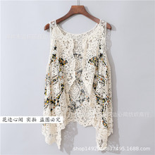夏季外搭薄外套无袖蕾丝开衫披肩沙滩服防晒衣女镂空空调衫潮