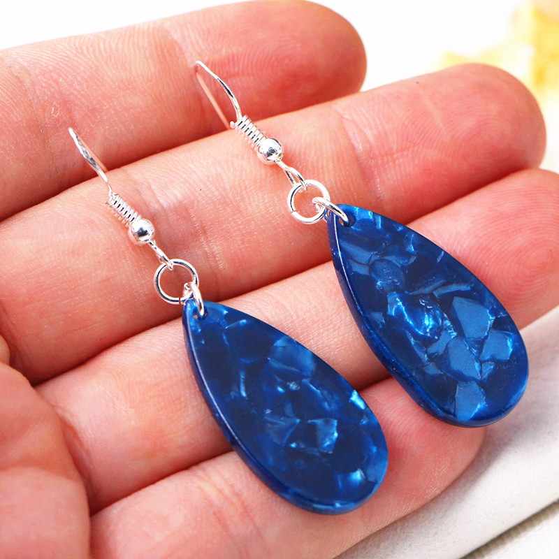 Korean new silver earrings personality charm women's inlaid water drop opal earrings vintage fashion women's earrings