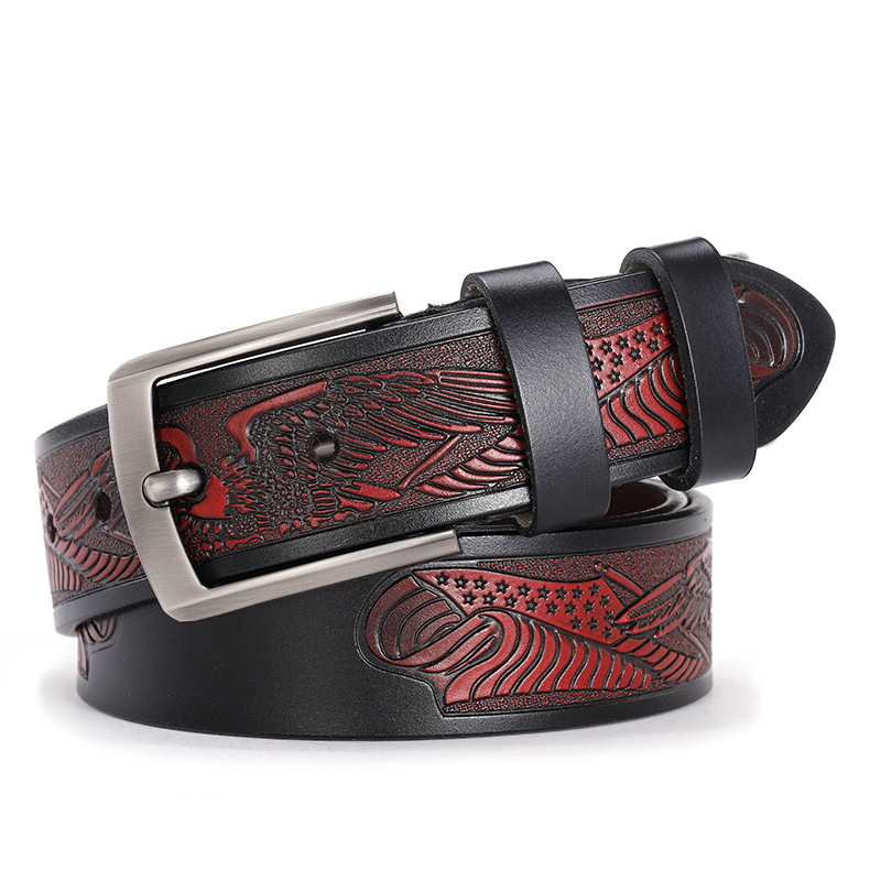 皮带男士真皮腰带时尚针扣复古休闲百搭皮带厂家直销品牌牛皮腰带