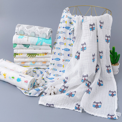 children High Density Moose Gauze double-deck Gauze baby Children are Cartoon Printed Absorbent cotton models