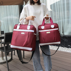 New stylish, compact, waterproof travel bag—handheld or shoulder-style luggage pack perfect for outings, with customizable clothing storage and optional rolling handle attachment—and featuring a tailored logo.