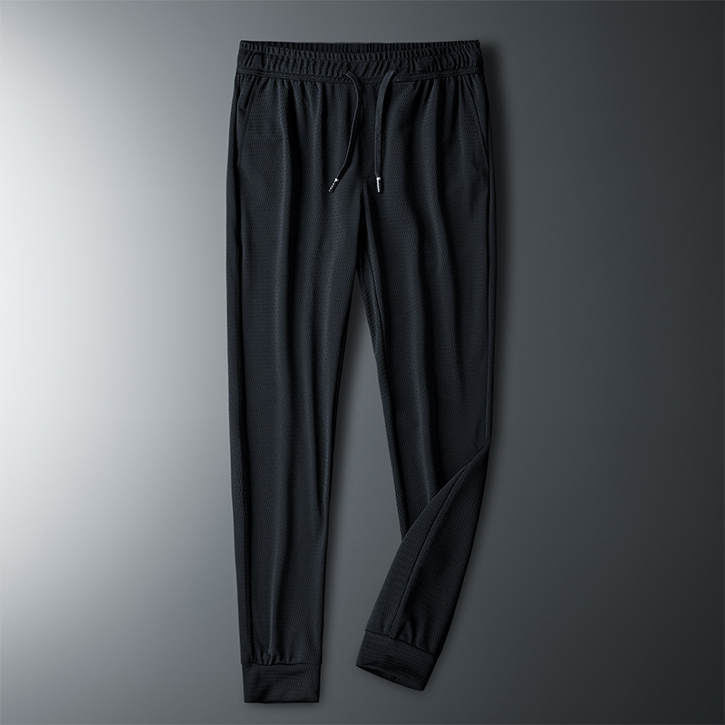 Summer elastic thin breathable quick dry solid trousers for leisure