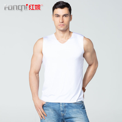红妮内衣春夏新款男士120S莫代尔木代尔无痕随心裁宽肩薄打底背心|ms