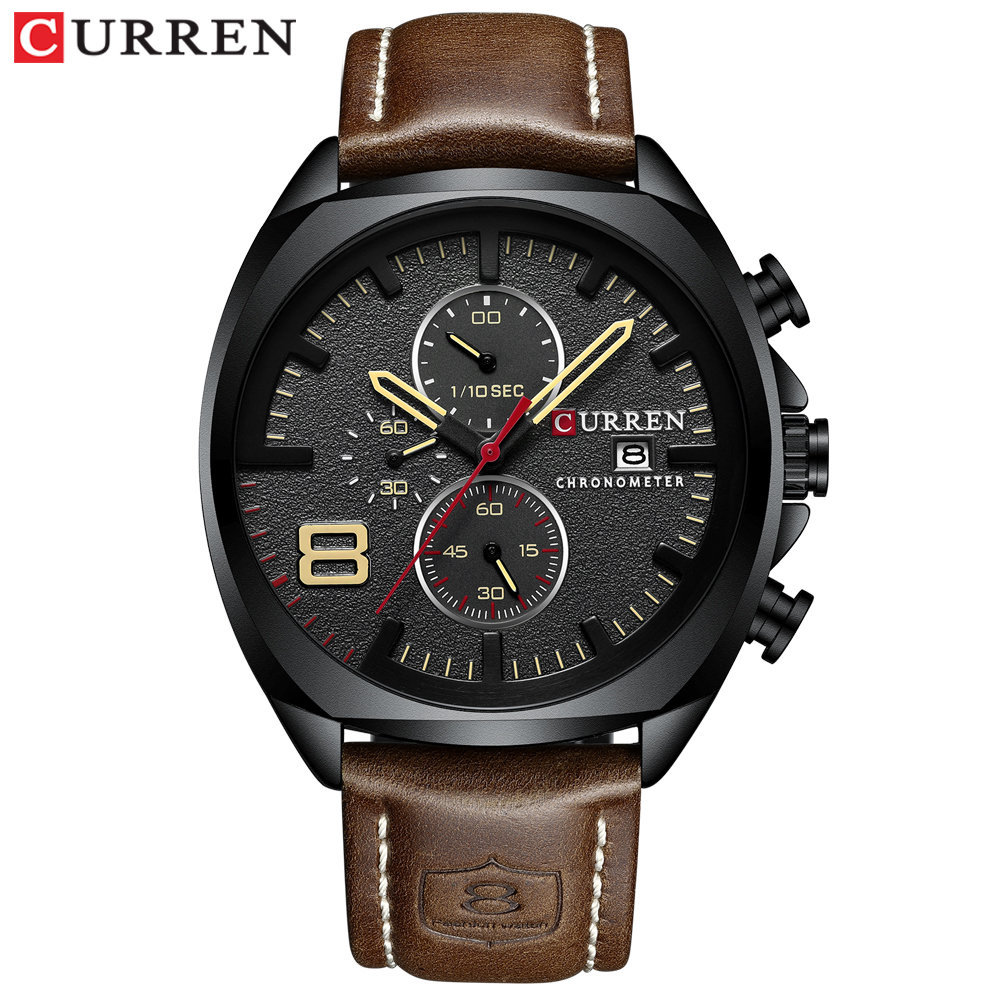 CURREN/Crane 8324 Belt Men's Watch Six-pin Chronograph Men's Watch Waterproof Quartz Watch