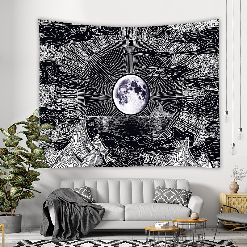 Bohemian Style Black And White Printed Tapestry Wholesale Nihaojewelry display picture 4