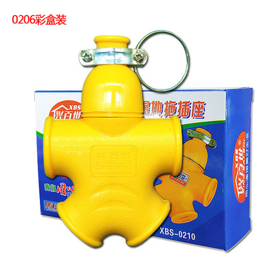 大字型4000W10孔双铜片地拖插座 黄色防摔大功率工地插线板厂家|ms