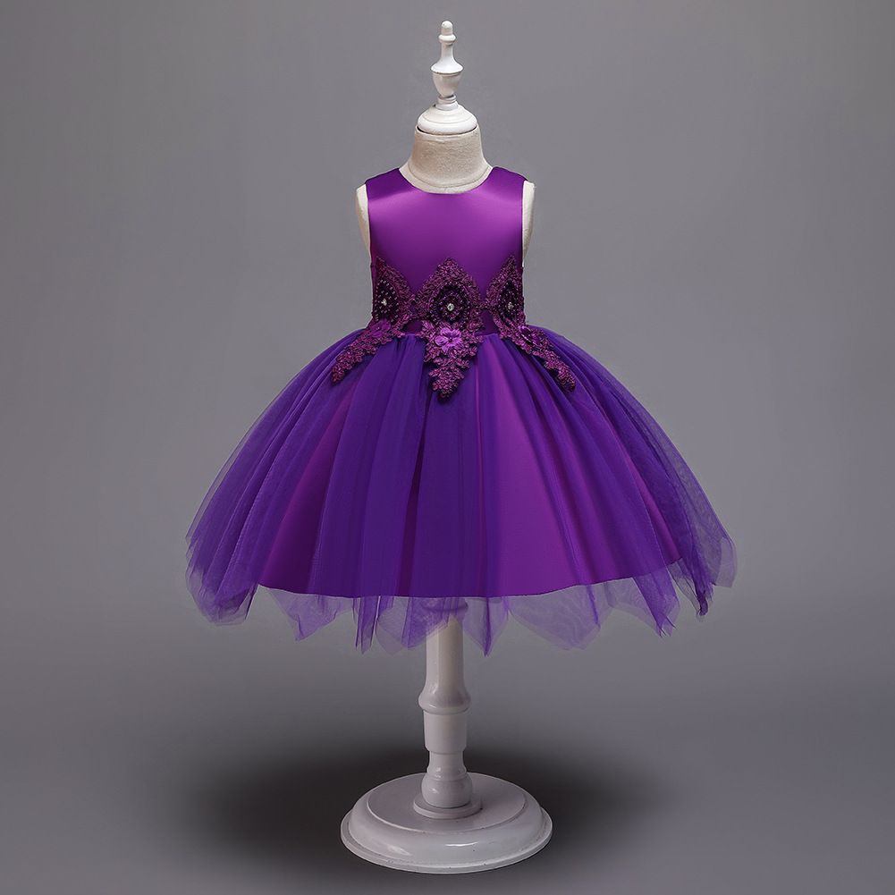 New Children's Dress Princess Dress Girls Wedding Dress Puffy Net Yarn Flower Girl Dress With Bow Veil display picture 15