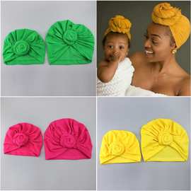 外贸新款婴儿用品儿童头巾帽宝宝纯色打结印度套头帽跨境专供