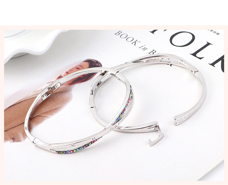 1 Piece Fashion Solid Color Alloy Plating Inlay Rhinestones Womenu0027S Bangle