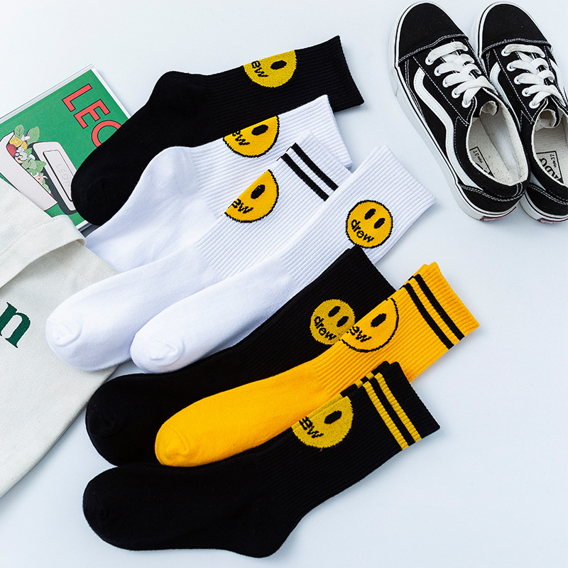 Unisex Casual Smiley Face Nylon Cotton Crew Socks A Pair display picture 7