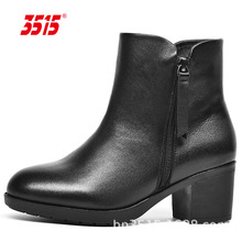 3515強人女新款時尚馬丁靴真皮透氣加絨加棉防寒保暖棉靴
