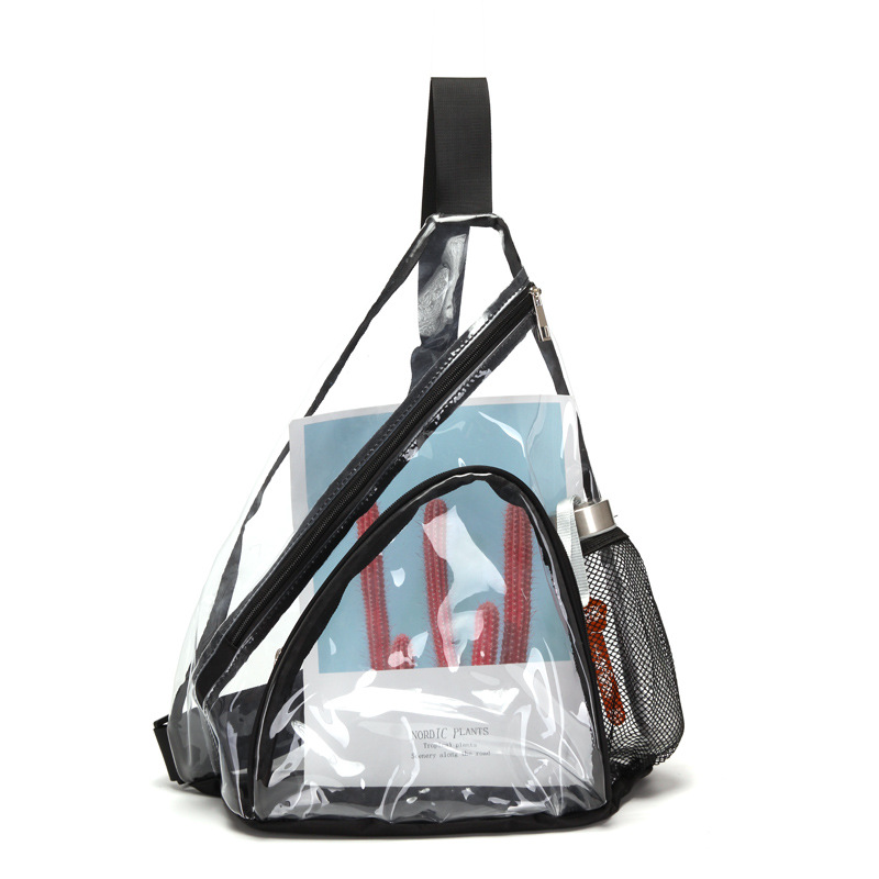 New transparent PVC waterproof diagonal Backpack Bag versatile leisure men's and women's chest bag sports travel single shoulder diagonal bag
