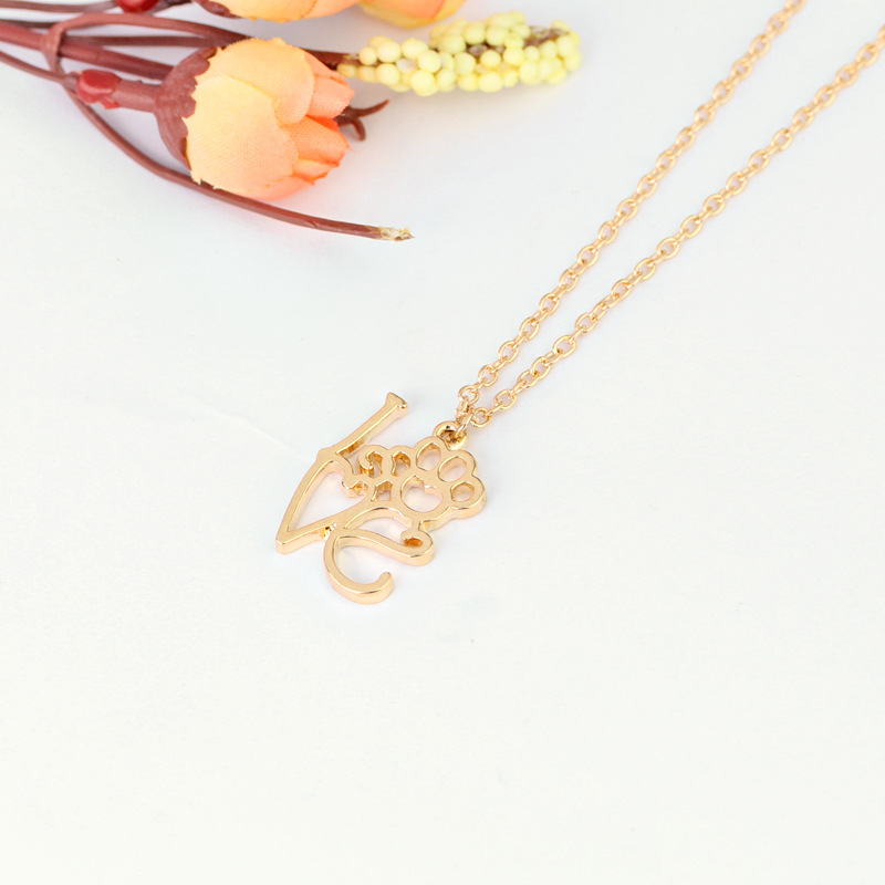 necklace clavicle chain creative new letter I LOVE YOU love hollow out dog claw necklace wholesale n