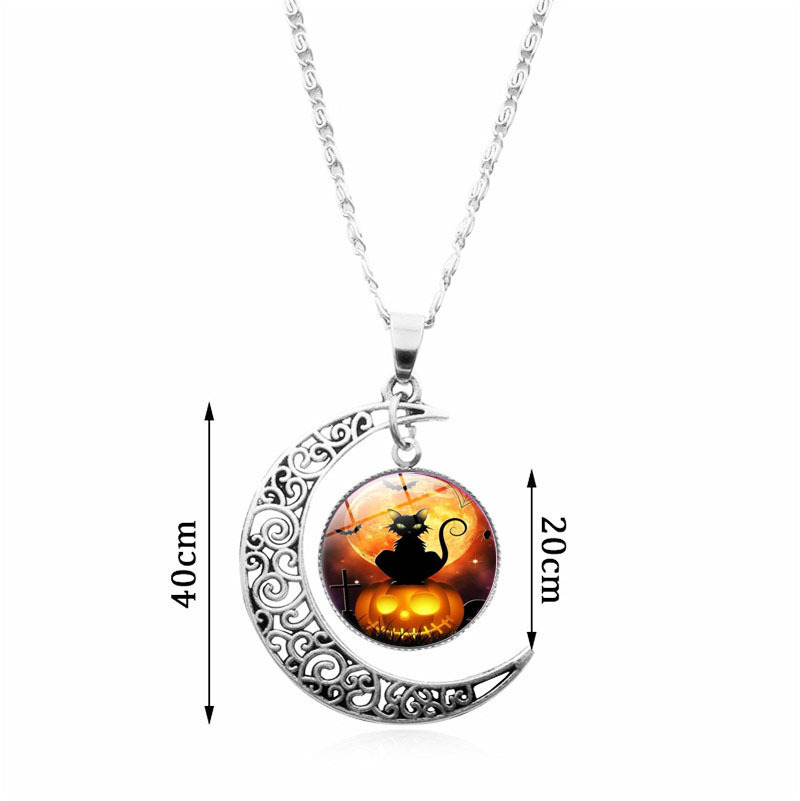 Set gioielli halloween gatto nero collana orecchini bracciale_voghion.com