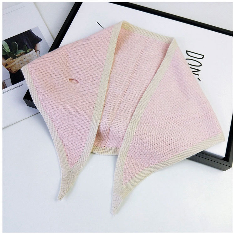 Triangle Towel Solid Color New Scarf Warm Knitted Wool Shawl display picture 8