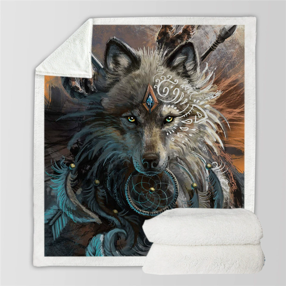 Amazon Мультфильм Волк взрослые дети 3D цифровая печать хлопковое бархатное утолщенное одеяло