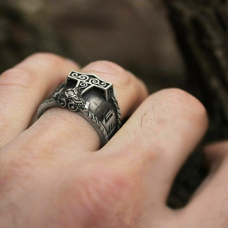 Викинг руна MJOLNIR сплав молот Тора мужское кольцо викингов прямые продажи производителя