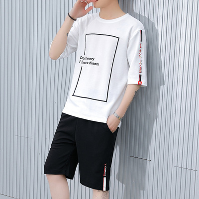 2019 new pattern summer suit Short sleeved T-shirt leisure time motion man suit Trend handsome shorts