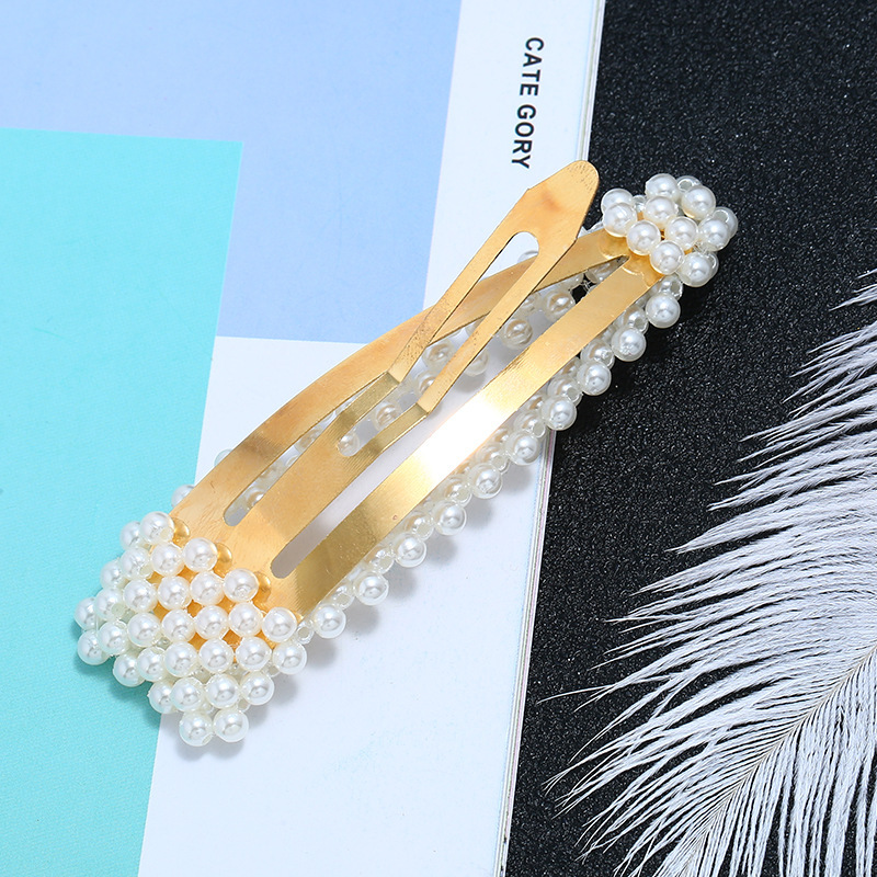 Blast Pearl Fish Line Water Drop Hairpin Korean Beaded Side Clip Wholesale Nihaojewelry display picture 10