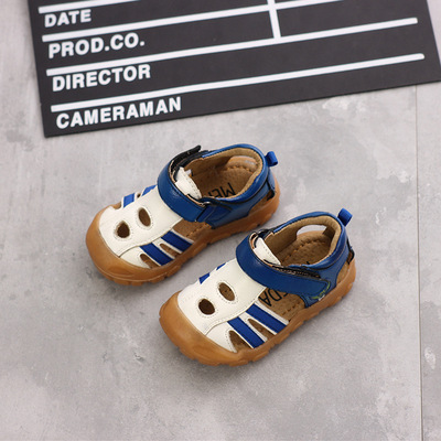 2021夏季新款真皮儿童男童凉鞋牛筋底女童宝宝牛皮休闲包头沙滩鞋