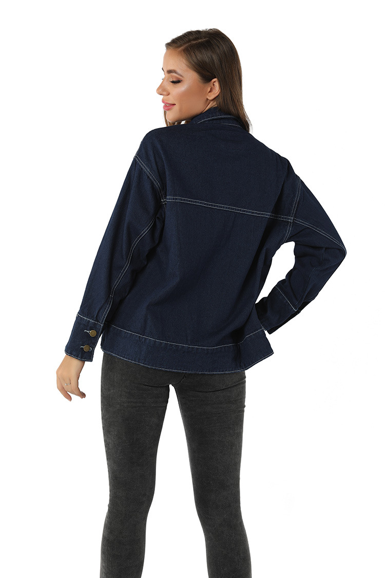 Chaqueta vaquera con tapeta con botones de moda casual NSSY14027