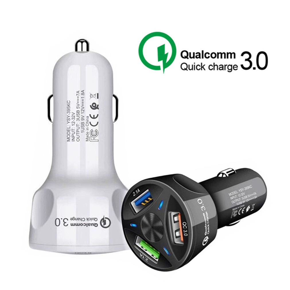 QC 3.0快充车载充电器 3.1A一拖三qc3.0快充手机充电器 3usb车充