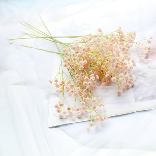 Simulated bouquet soft glue baby's breath DIY bridal bouquet simulated green plant plastic flower pink white decorative flower